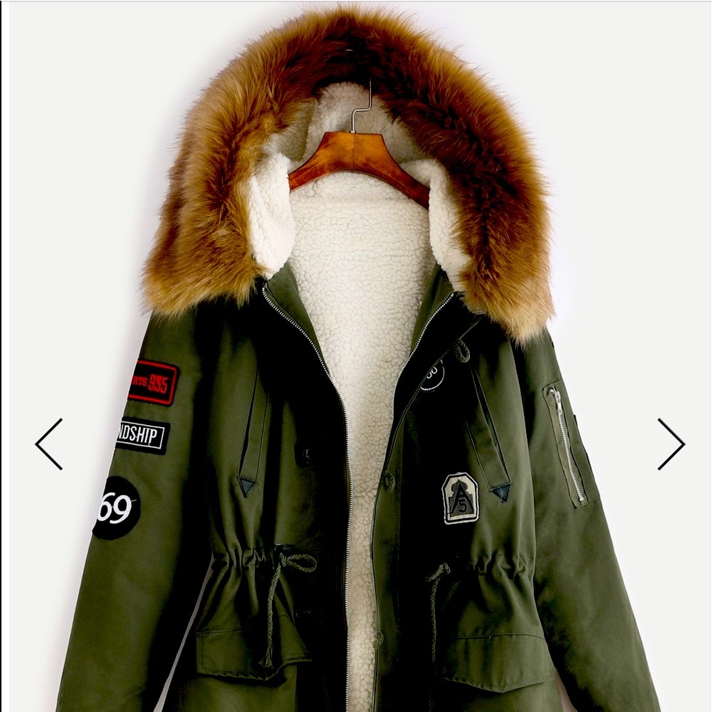 Shein Faux Fur Trim Parka - Picture 2 of 7